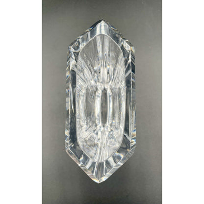 1950s Skruf Farewell Engraved Swedish Vase - Mother w/ Child Wave To A Ship (B1) - Vintosh Vintage