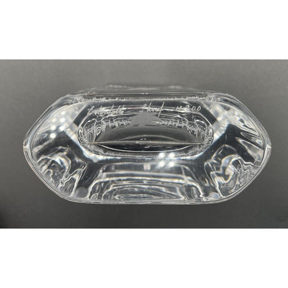 1950s Skruf Farewell Engraved Swedish Vase - Mother w/ Child Wave To A Ship (B1) - Vintosh Vintage