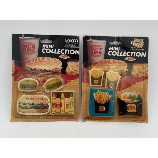 Two 1982 Burger King Mini Collection Promos Whopper & Fries (C8) - Vintosh Vintage