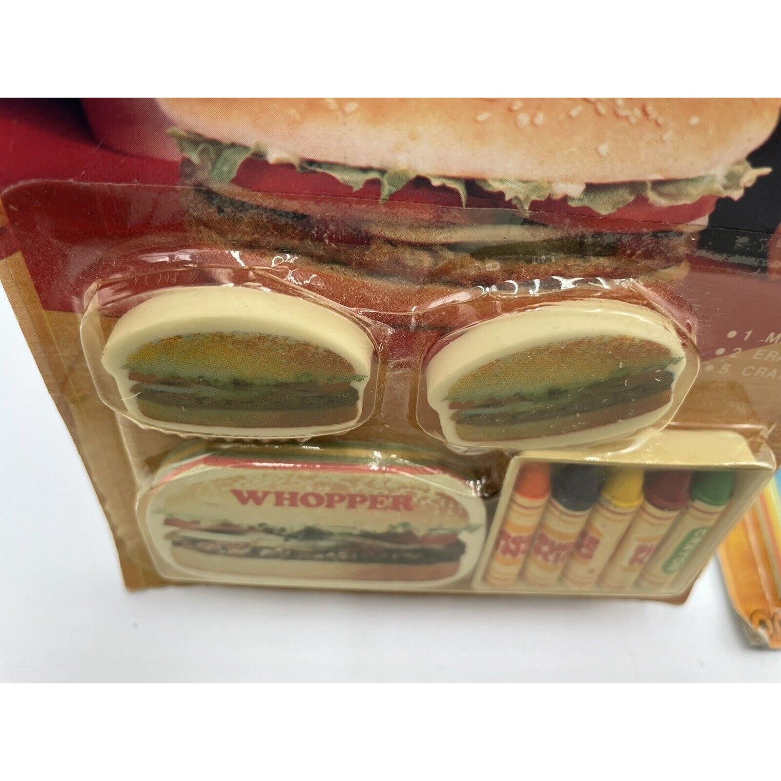 Two 1982 Burger King Mini Collection Promos Whopper & Fries (C8) - Vintosh Vintage