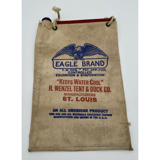 Drinking Water Bag VTG Eagle Brand H WENZEL TENT & DUCK CO. (C6) - Vintosh Vintage
