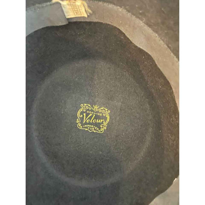 Black Velvet Hat w/ Feather - Size Medium