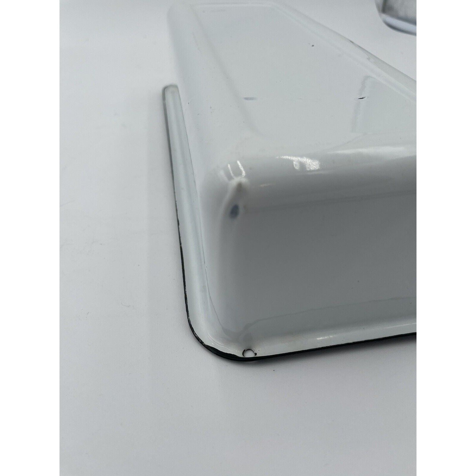 Vintage White Enamelware Medical Instrument Tray - Rectangular With Handle - Vintosh Vintage