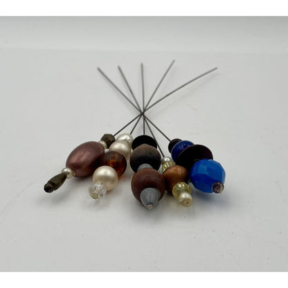 Vintage Five Glass & Wood Bead Hair Pins - Vintosh Vintage