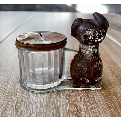 Antique L E Smith Co. GLASS Dog & Barrel Coin Bank (B4) - Vintosh Vintage