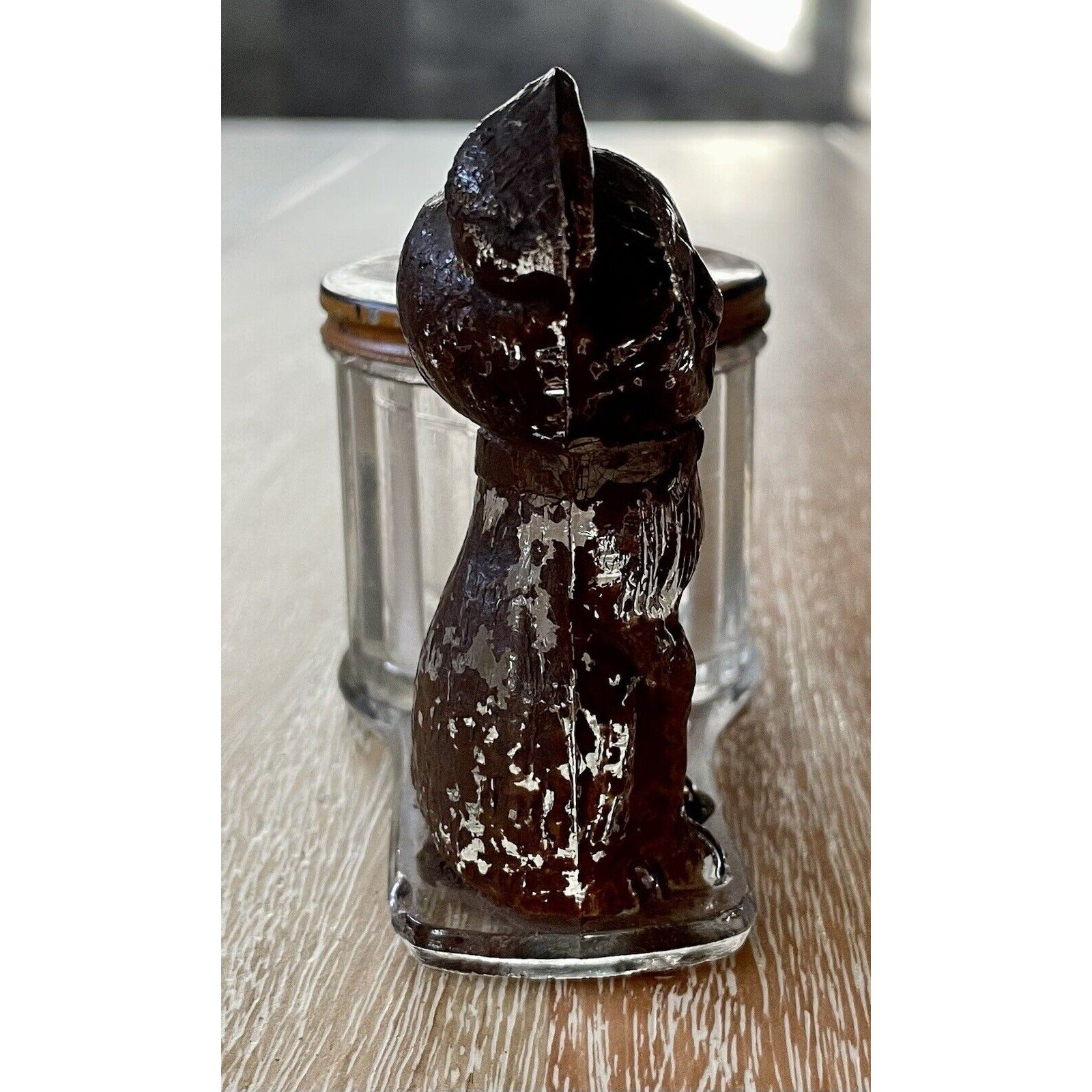 Antique L E Smith Co. GLASS Dog & Barrel Coin Bank (B4) - Vintosh Vintage