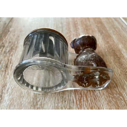 Antique L E Smith Co. GLASS Dog & Barrel Coin Bank (B4) - Vintosh Vintage