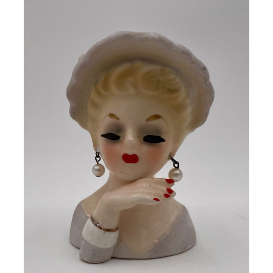 Inarco Miniature Lady Head Vase Original Label 1963 - Vintosh Vintage