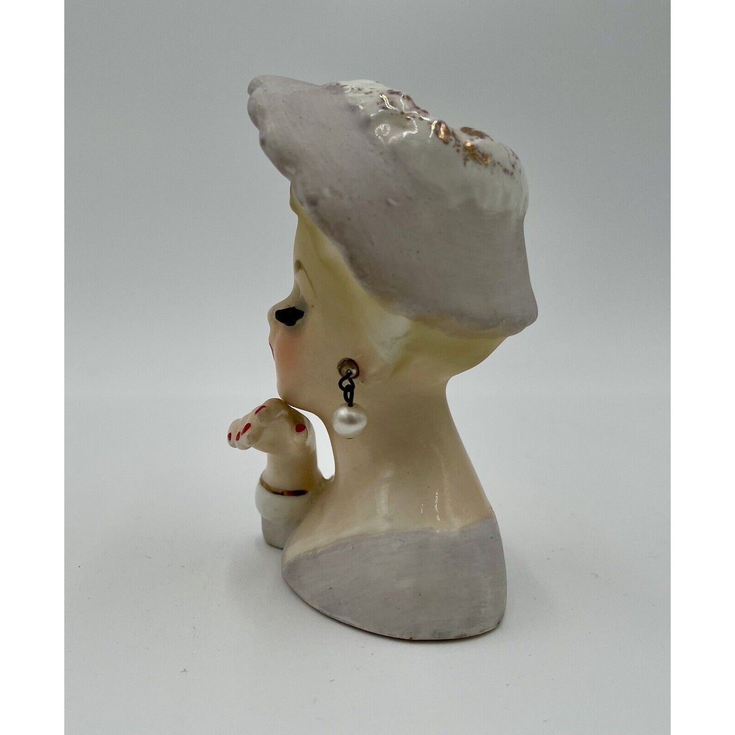 Inarco Miniature Lady Head Vase Original Label 1963 - Vintosh Vintage