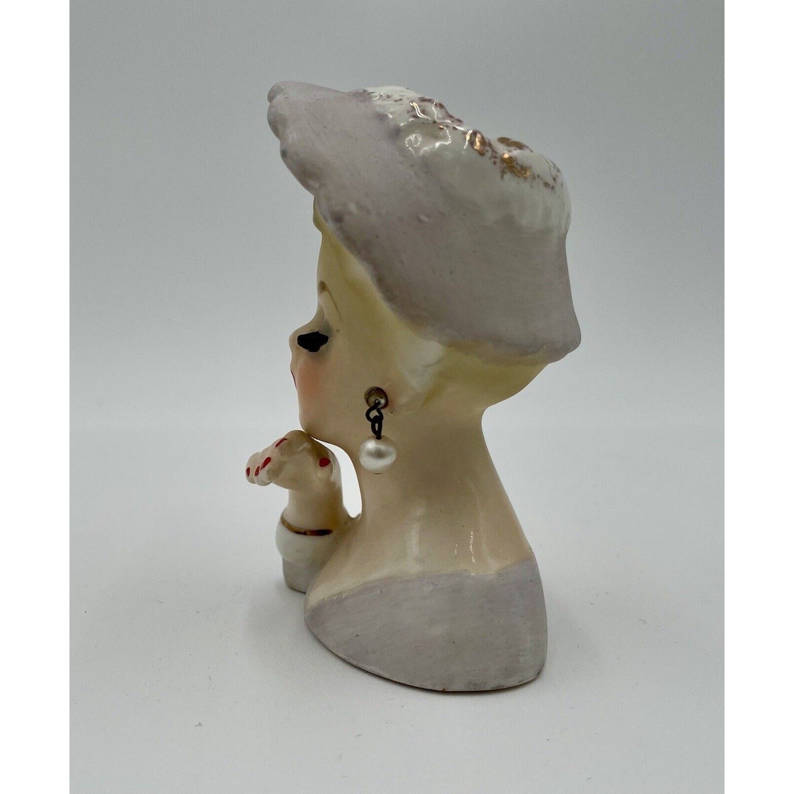 Inarco Miniature Lady Head Vase Original Label 1963 - Vintosh Vintage