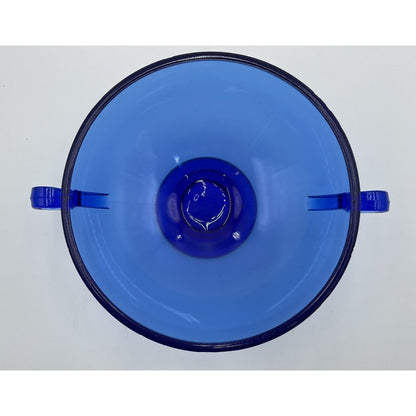 Vintage LE Smith Cobalt Blue Footed w Scroll Handles Candy Bowl (D6) - Vintosh Vintage