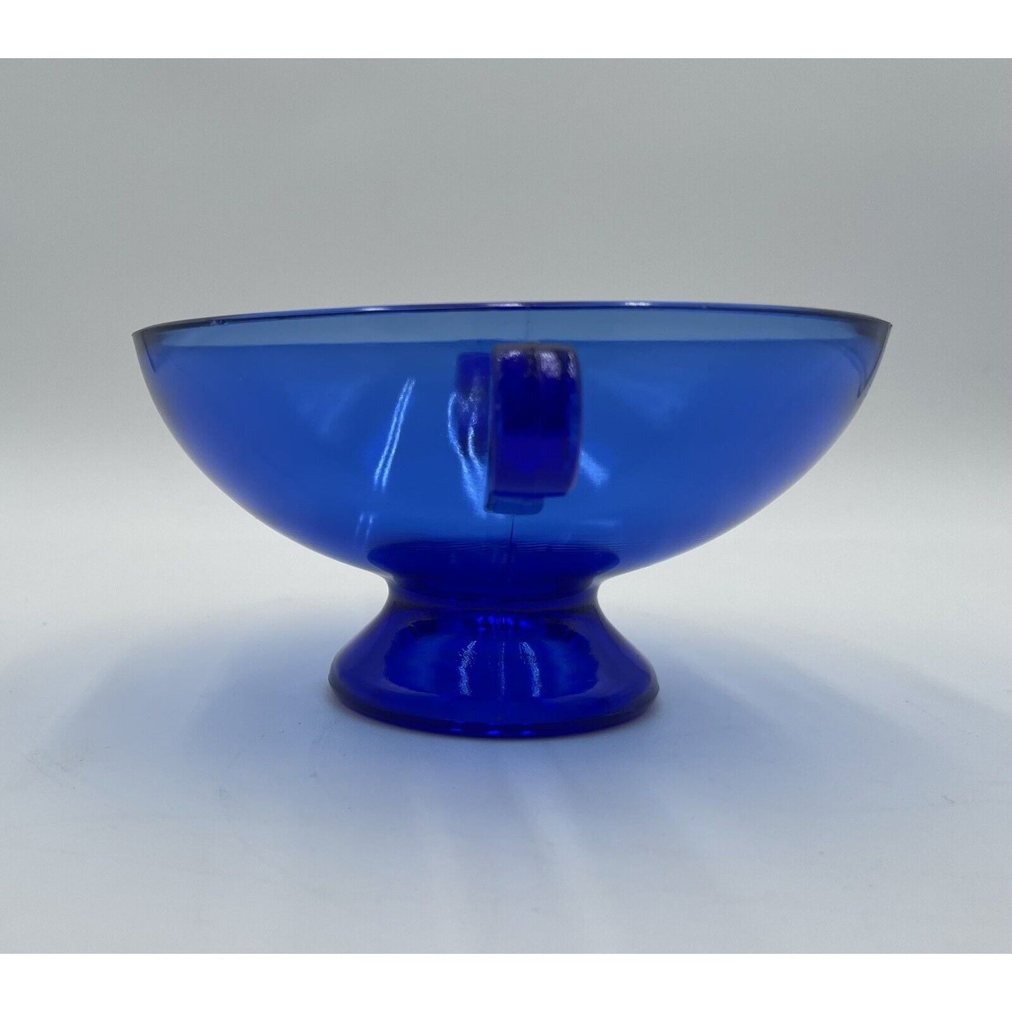 Vintage LE Smith Cobalt Blue Footed w Scroll Handles Candy Bowl (D6) - Vintosh Vintage