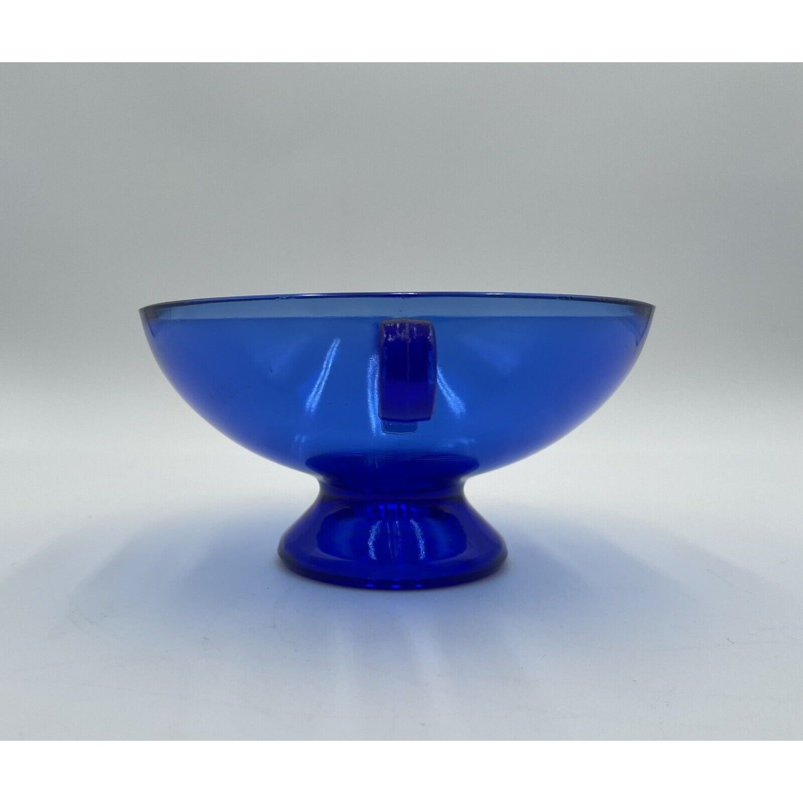 Vintage LE Smith Cobalt Blue Footed w Scroll Handles Candy Bowl (D6) - Vintosh Vintage