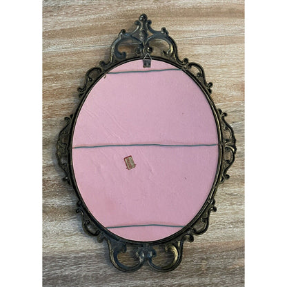 Blue Boy Gainsborough Baroque  Ornate Oval Brass Frame 17"x12" ConvexGlass Italy - Vintosh Vintage