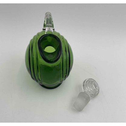 1930s Cambridge Green #3450 Nautilus Glass Decanter w/Stopper 28oz Art Deco (D8)