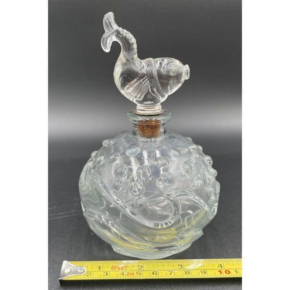 1940s Alfred A Flaster 6" Textured Glass Perfume Bottle w/ Fish Stopper (B4) - Vintosh Vintage