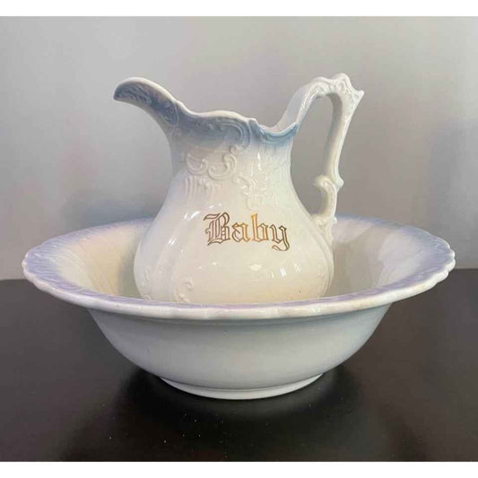 Vintage HR Wyllie China Baby Basin & Pitcher (C7)