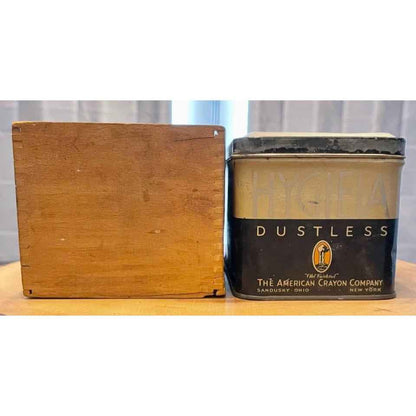 Vintage Old Faithful Dovercliff, Dovetailed Wood Chalk Box & HYGIEIA Dustless Chalk Tin (D5)