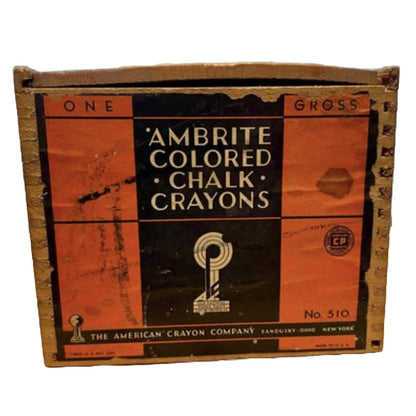 Vintage American Crayon Co Dovetail Wood 510 Chalk Box - Vintosh Vintage