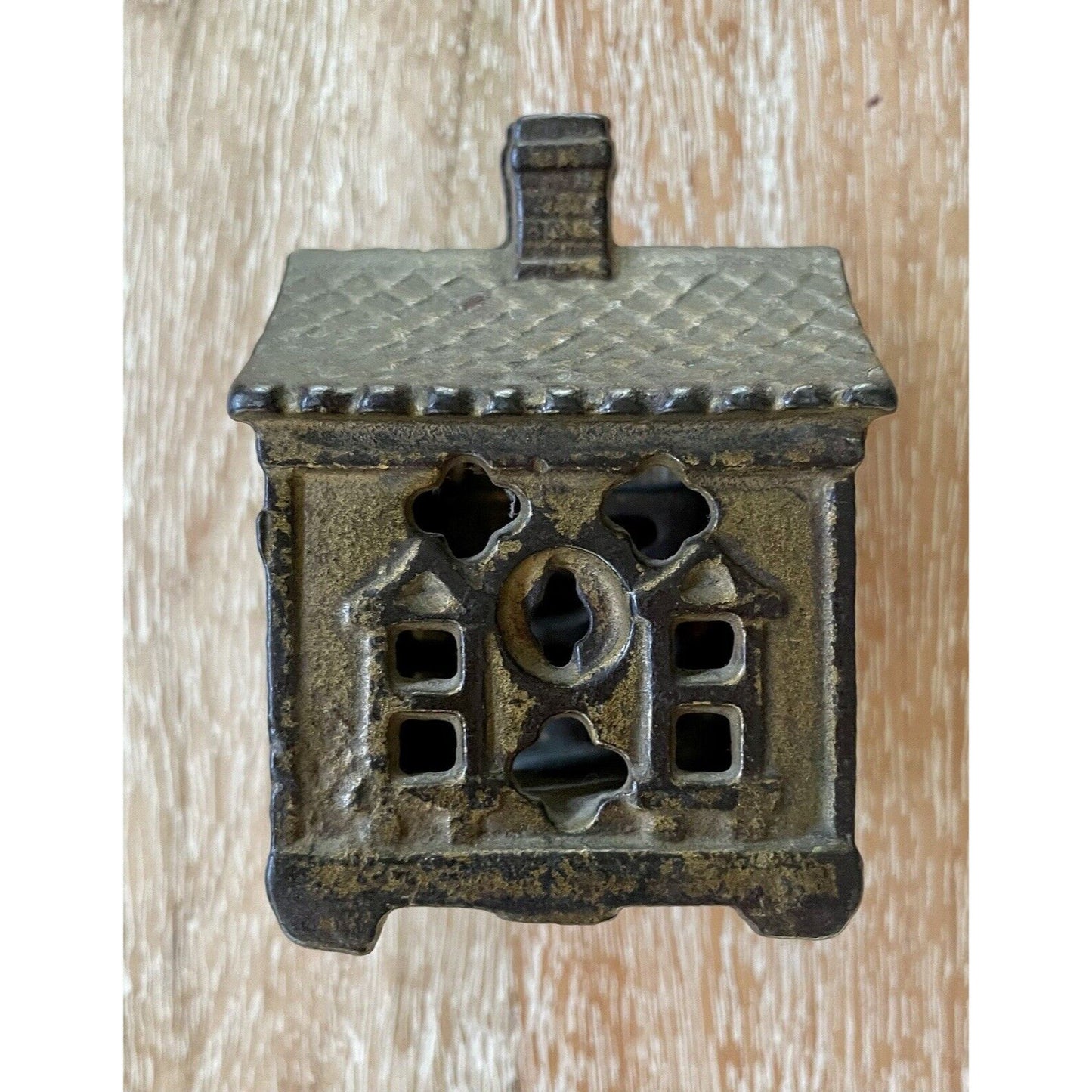 Antique Miniature Cast Iron House w/ Chimney Still Bank (B4) - Vintosh Vintage
