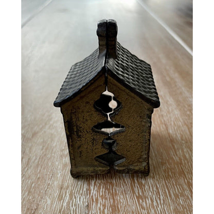 Antique Miniature Cast Iron House w/ Chimney Still Bank (B4) - Vintosh Vintage