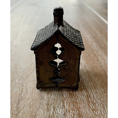 Antique Miniature Cast Iron House w/ Chimney Still Bank (B4) - Vintosh Vintage