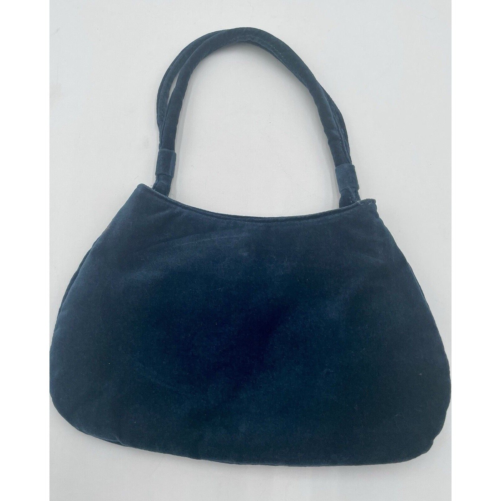 Old Navy Small Navy Blue Velvet w Rhinestone & Pearl Pin Handbag 2005 Release - Vintosh Vintage