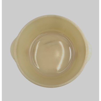 Vintage Fire-King Ivory Colonial Pattern Casserole Dish With Trivet Lid & Handles - Vintosh Vintage