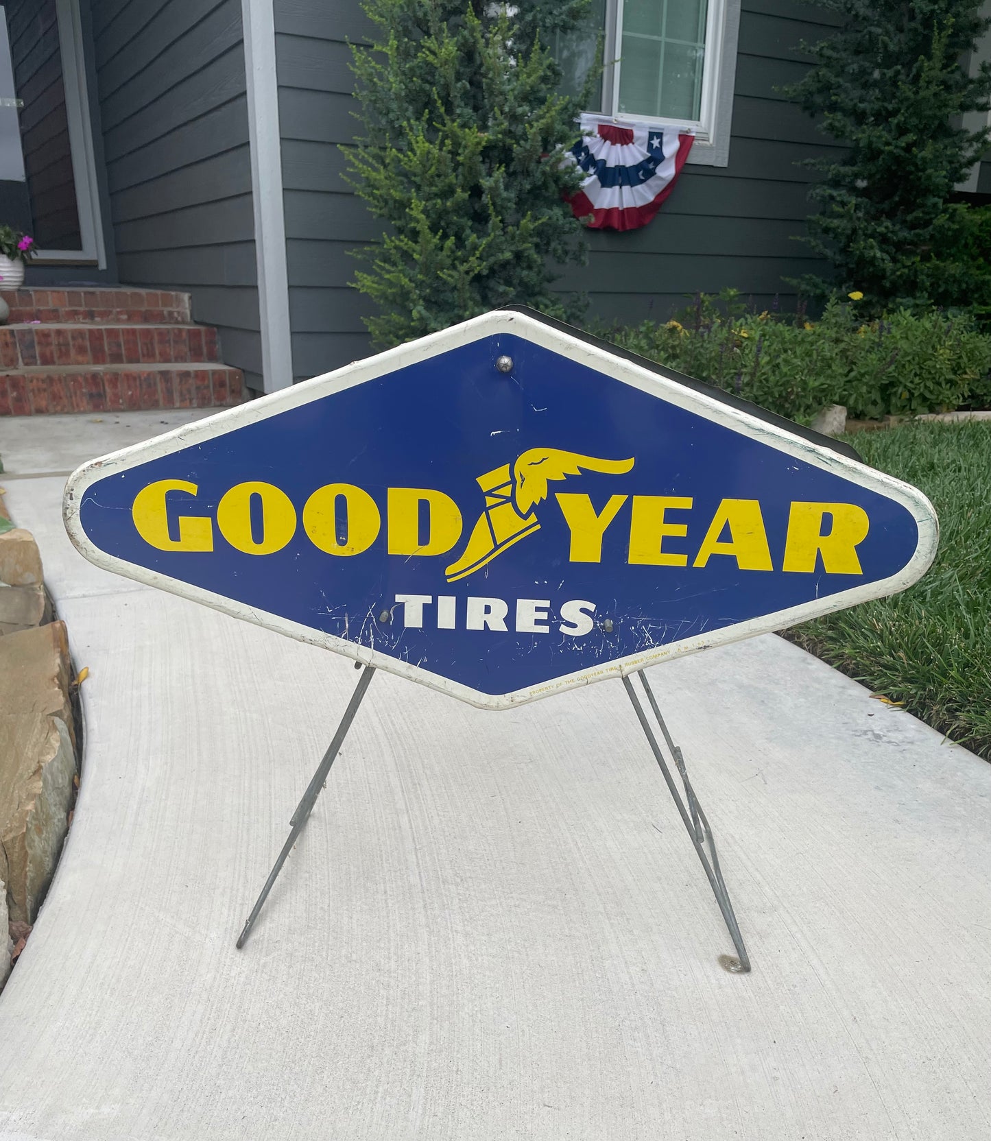 1960s Original
GOODYEAR Tire Sales
Double Sided Metal Sign 
Store Display