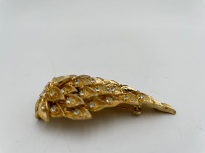 VTG Austrian Art Deco Goldtone Cascading Leaves & Crystal
Stones Brooch Pin - Vintosh Vintage