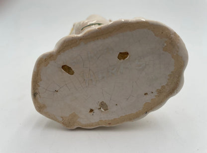 1950s Porcelain Lady Head Vase 4.5" Blonde Floral Headband & Earrings - Vintosh Vintage