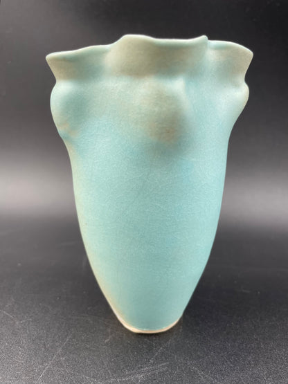 Vintage Light Turquoise 5" Vase by Heather Meeds Wichita Kansas Artist - Vintosh Vintage
