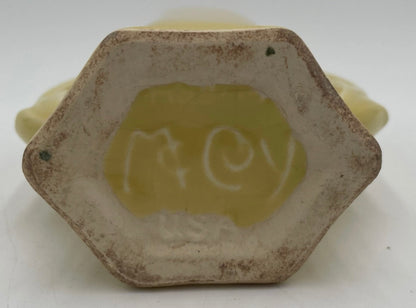 1940s McCoy 5.5" Art Deco Double Handled Yellow Glaze Bud Vase #105 - Vintosh Vintage