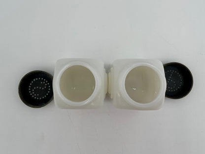 1930s McKee Milk Glass Red Sailboat Roman Arch Salt & Pepper Shaker Set - Vintosh Vintage