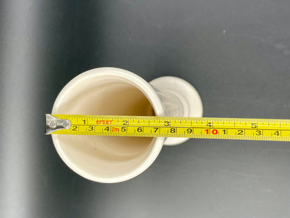 1960s Hyalyn White Pottery Tall Footed Vase - USA - Vintosh Vintage