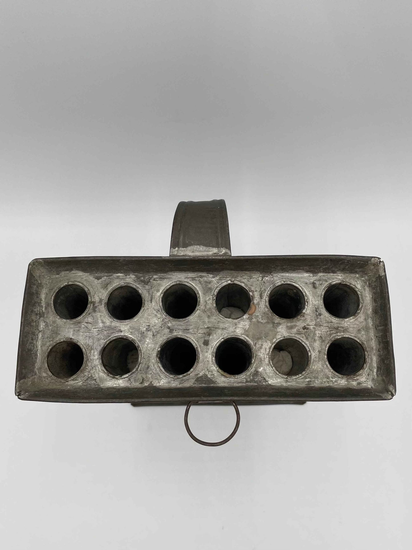 Primitive Antique Metal 1800s Rustic Handmade 12 Cylinder Candle Mold