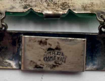 Vintage Mexico Aztec
Mayan Green Onyx Figural Statue Sterling Silver Chunky Panel
Bracelet - Vintosh Vintage