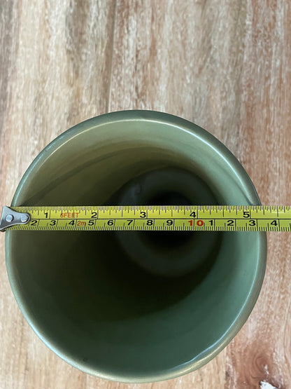 Vintage McCoy Floraline Pottery 474 Matte Sage Floral Planter Vase - Vintosh Vintage