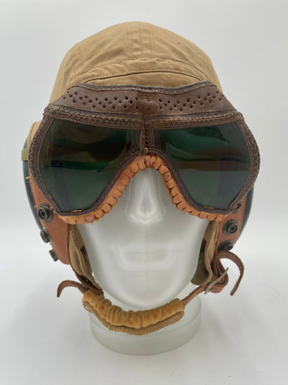 WWII USAAF AN-H-15
Summer Flight Helmet & 1943 Leather Flying
Goggles - Vintosh Vintage