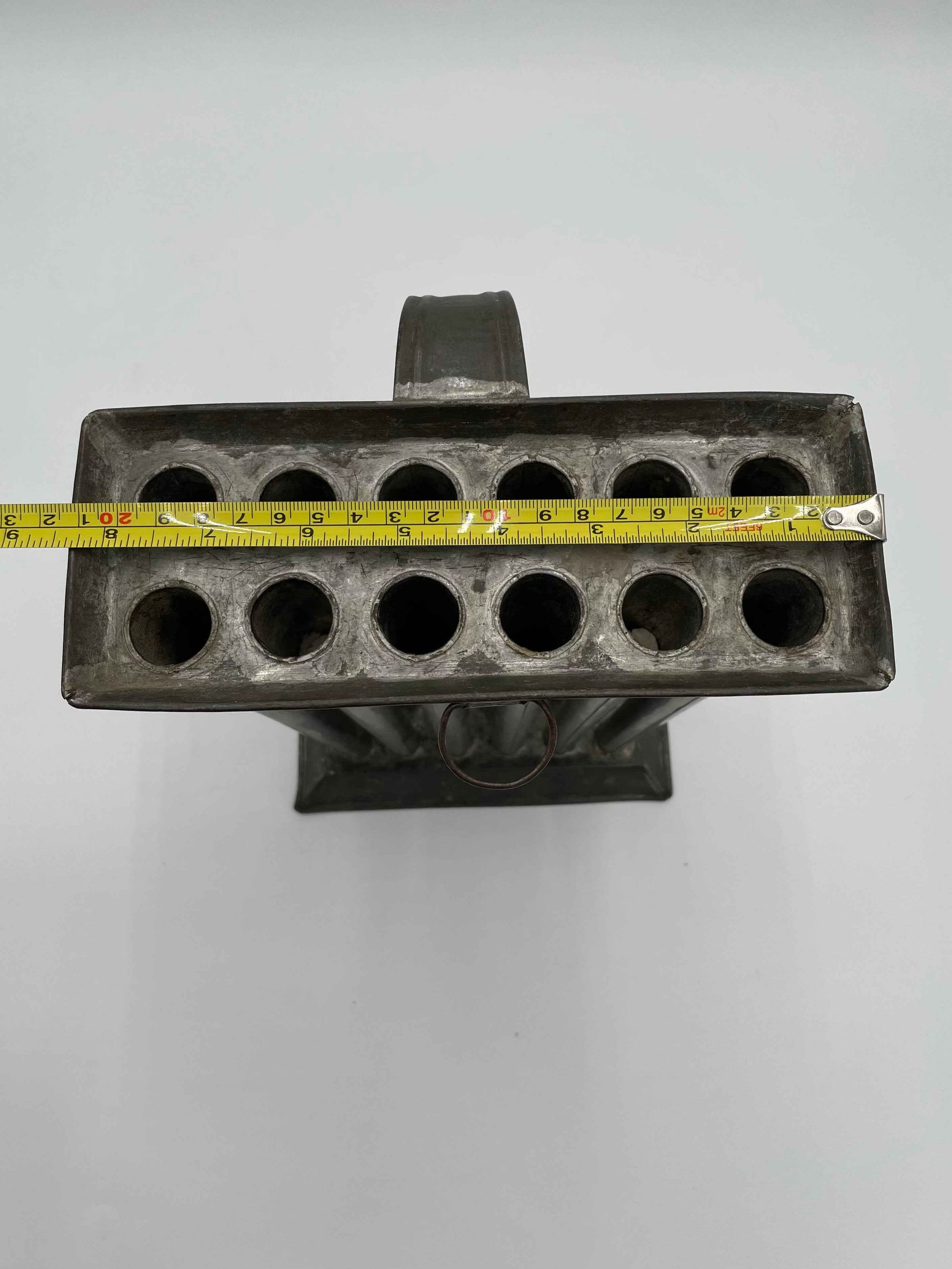 Primitive Antique Metal 1800s Rustic Handmade 12 Cylinder Candle Mold