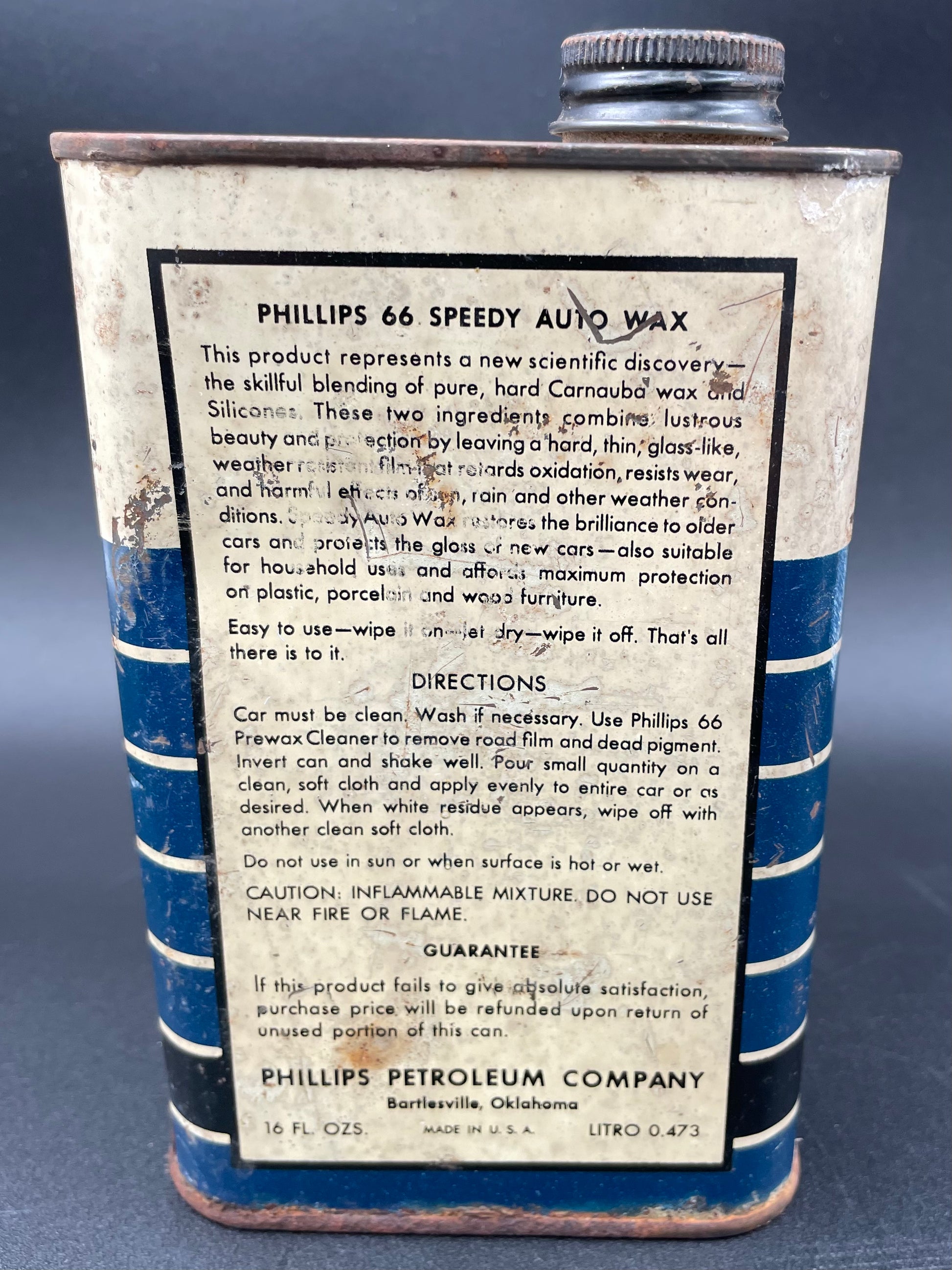 Vintage Phillips 66 Speedy Auto Wax 16 oz Bartlesville Oklahoma - Vintosh Vintage