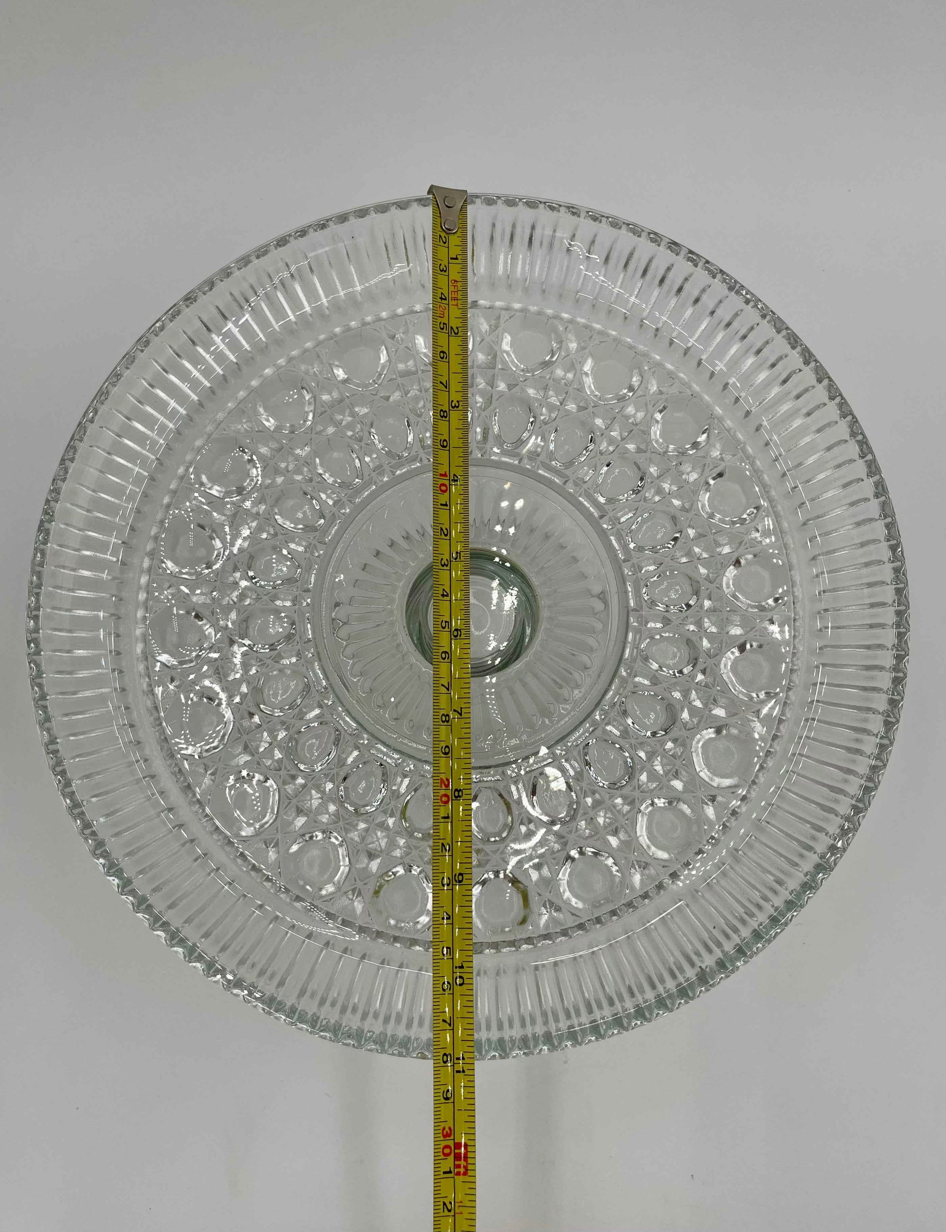 Vintage Federal Glass 11"
Pedestal Cake Stand Windsor Button & Cane Design