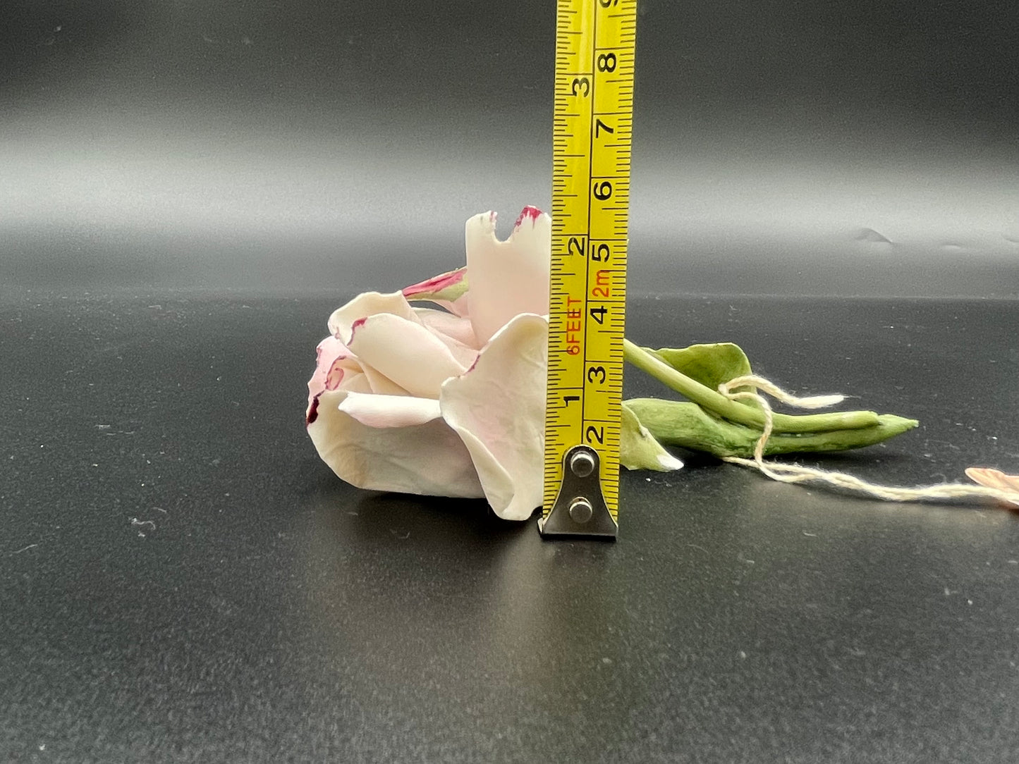 Fine Italian Handcrafted
Porcelain Capodimonte Blush Pink Rose on Stem