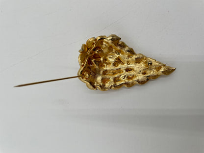 VTG Austrian Art Deco Goldtone Cascading Leaves & Crystal
Stones Brooch Pin - Vintosh Vintage