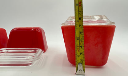 Vintage Pyrex Refrigerator Dish Small Red Rectangular 501-B with Lids Set/3 - Vintosh Vintage
