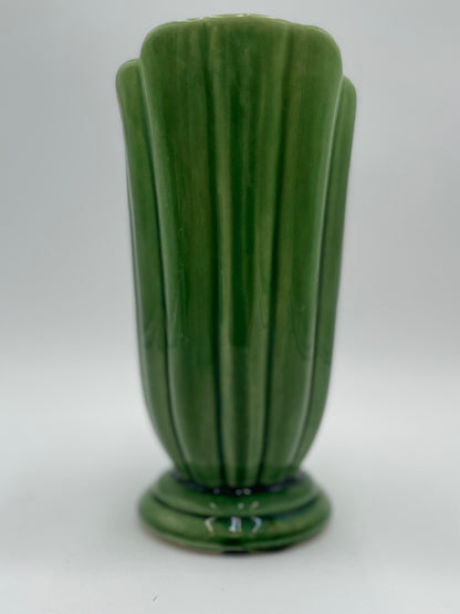 Vintage SHAWNEE Pottery Fluted Green Glazed Pitcher Vase with
Dolphin/Fish Handle USA - Vintosh Vintage