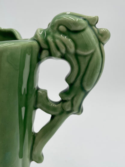 Vintage SHAWNEE Pottery Fluted Green Glazed Pitcher Vase with
Dolphin/Fish Handle USA - Vintosh Vintage