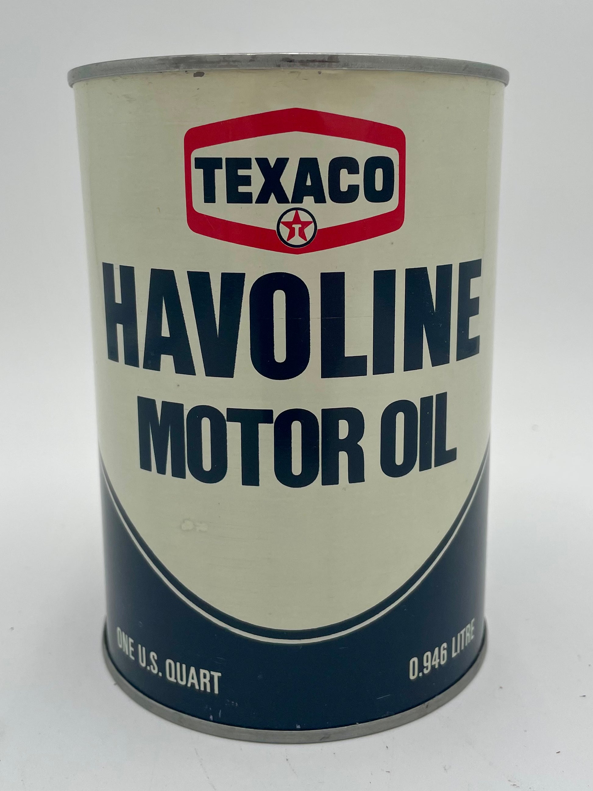 TEXACO HAVOLINE Motor Oil 1 FULL Quart Metal Can - 1978 NOS - Vintosh Vintage