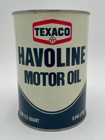 TEXACO HAVOLINE Motor Oil 1 FULL Quart Metal Can - 1978 NOS - Vintosh Vintage
