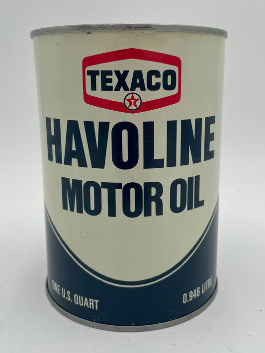 TEXACO HAVOLINE Motor Oil 1 FULL Quart Metal Can - 1978 NOS - Vintosh Vintage